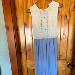 Vintage Gilead Blue and White Nightgown with Robe Set